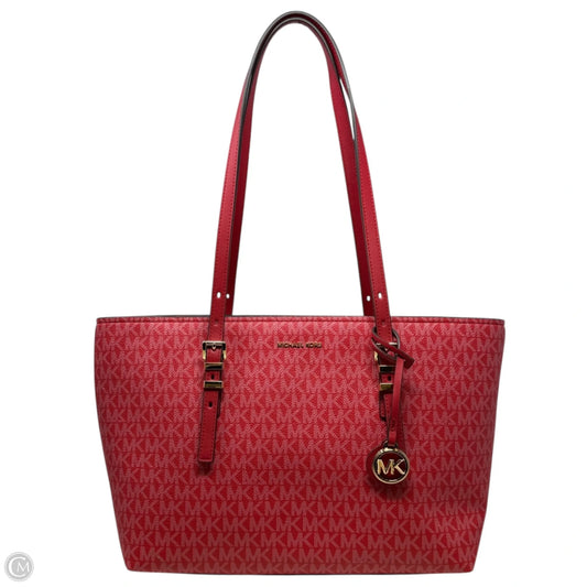 Quinn Signature Logo & Leather Tote Designer By Michael Kors, Size: Medium