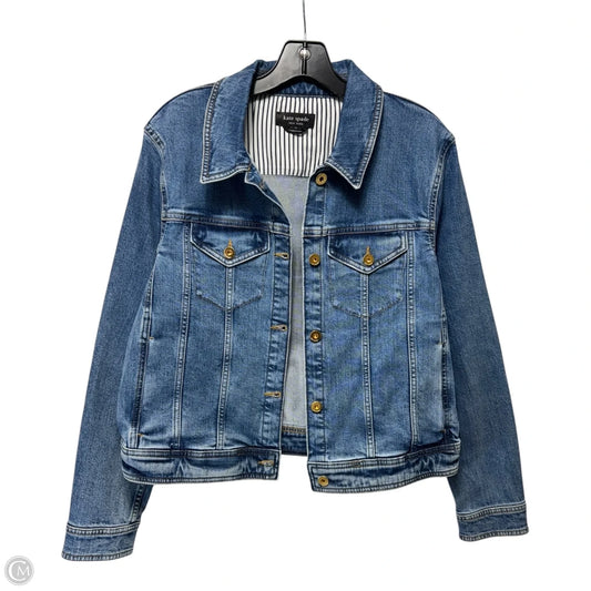 Jacket Designer By Kate Spade In Blue Denim, Size: L