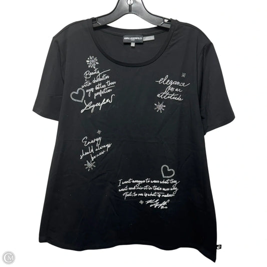 Top Short Sleeve Designer By Karl Lagerfeld In Black, Size: Xl