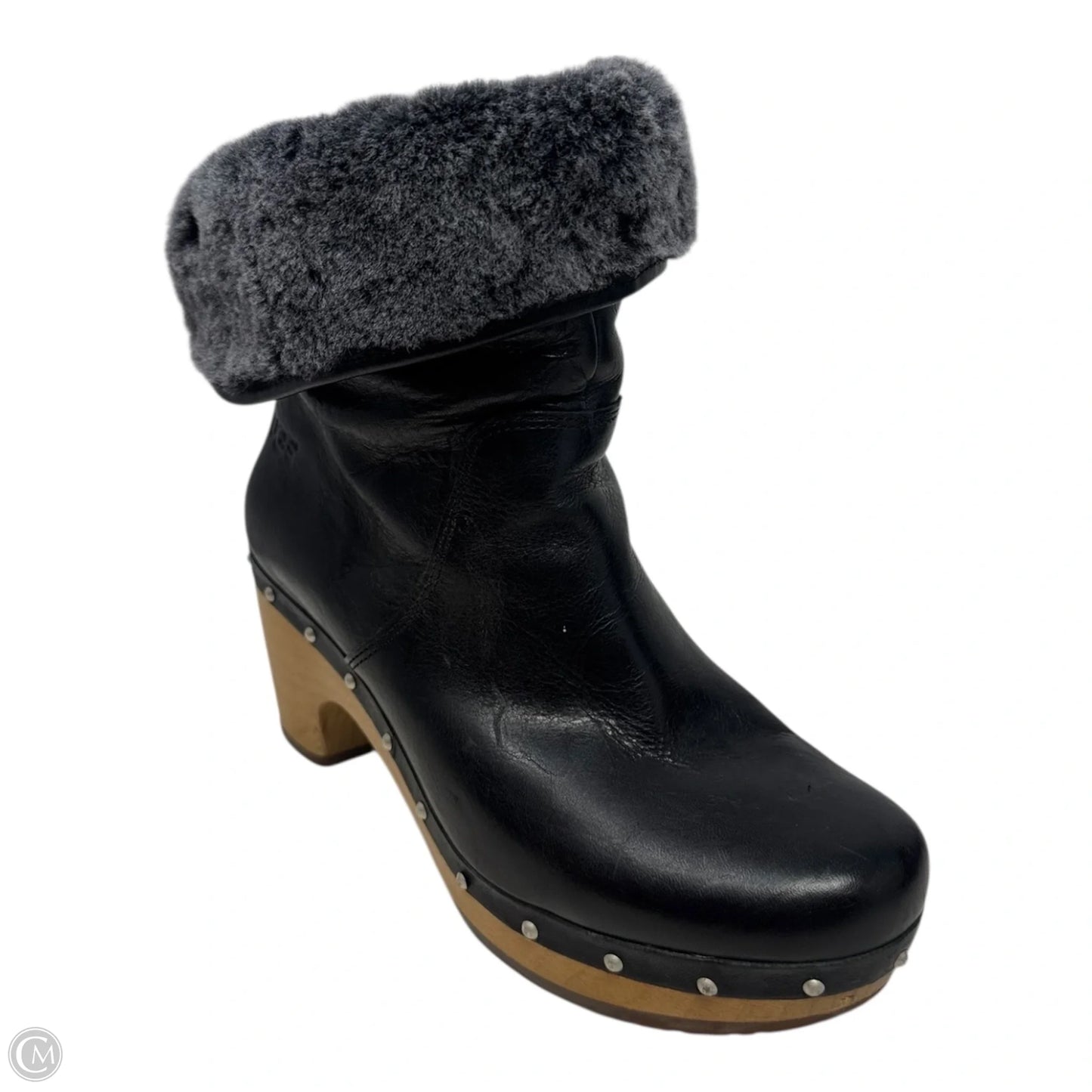 Lynnea Clog Foldover Boots Designer By Ugg In Black, Size: 7