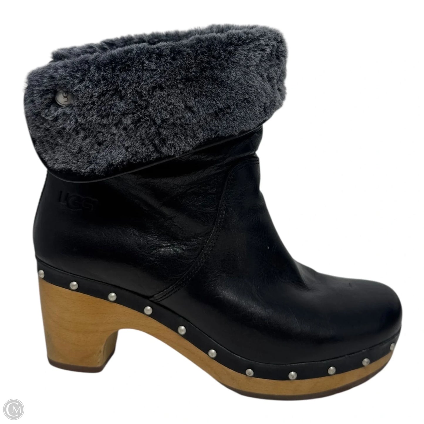 Lynnea Clog Foldover Boots Designer By Ugg In Black, Size: 7