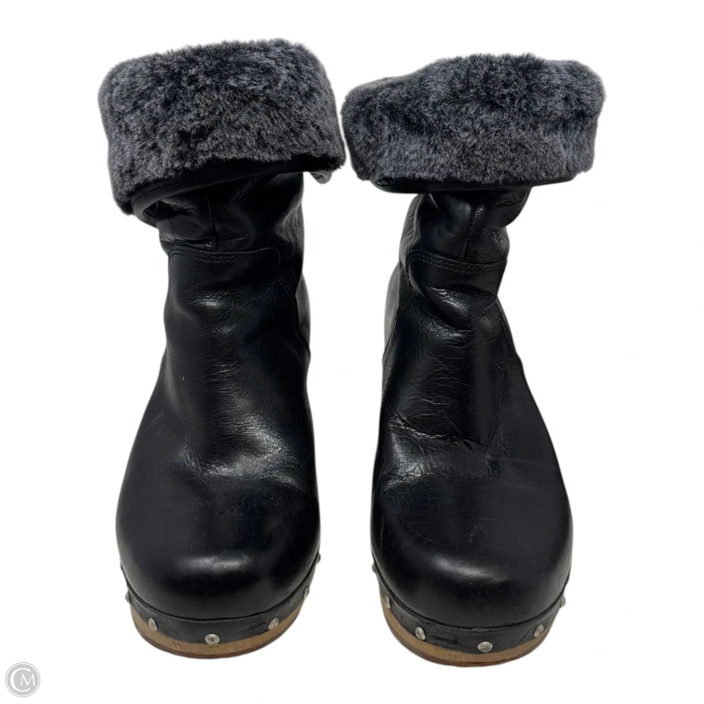 Lynnea Clog Foldover Boots Designer By Ugg In Black, Size: 7