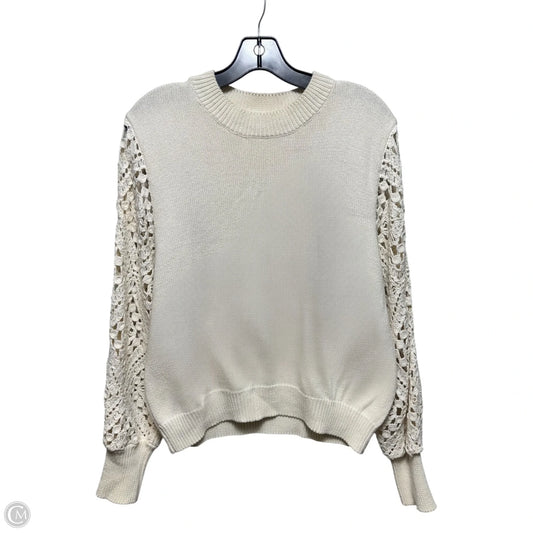 Crochet Sleeve Sweater By Mng In Cream, Size: M
