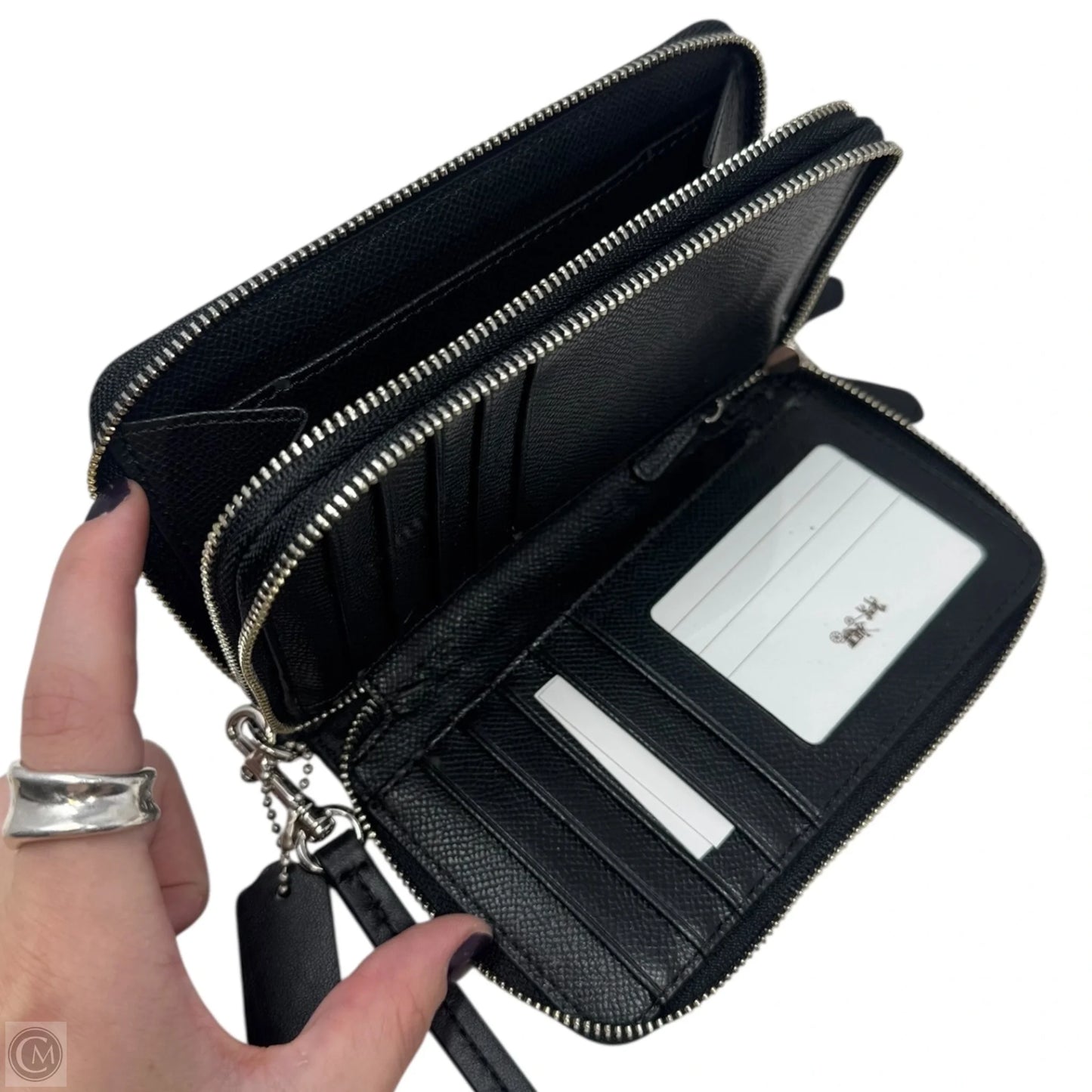 Double Zip Monogram Wristlet Designer By Coach, Size: Medium