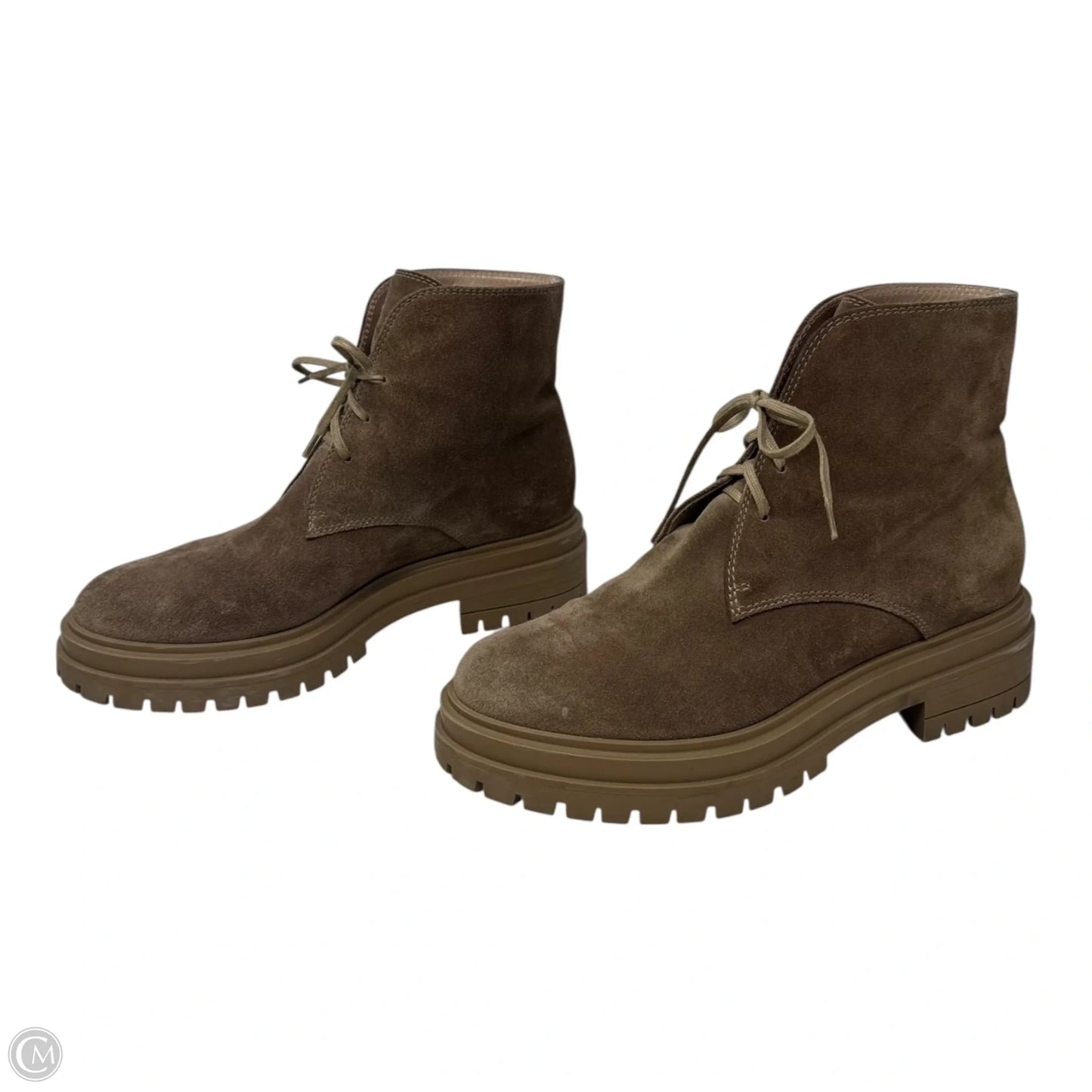 Humphrey Suede Desert Ankle Boots Designer By Gianvito Rossi In Tan, Size: 7