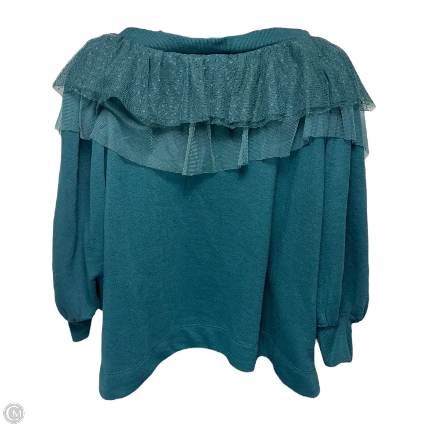V-Neck Bow Sweater 3/4 Sleeve By Maeve In Green, Size: XXS