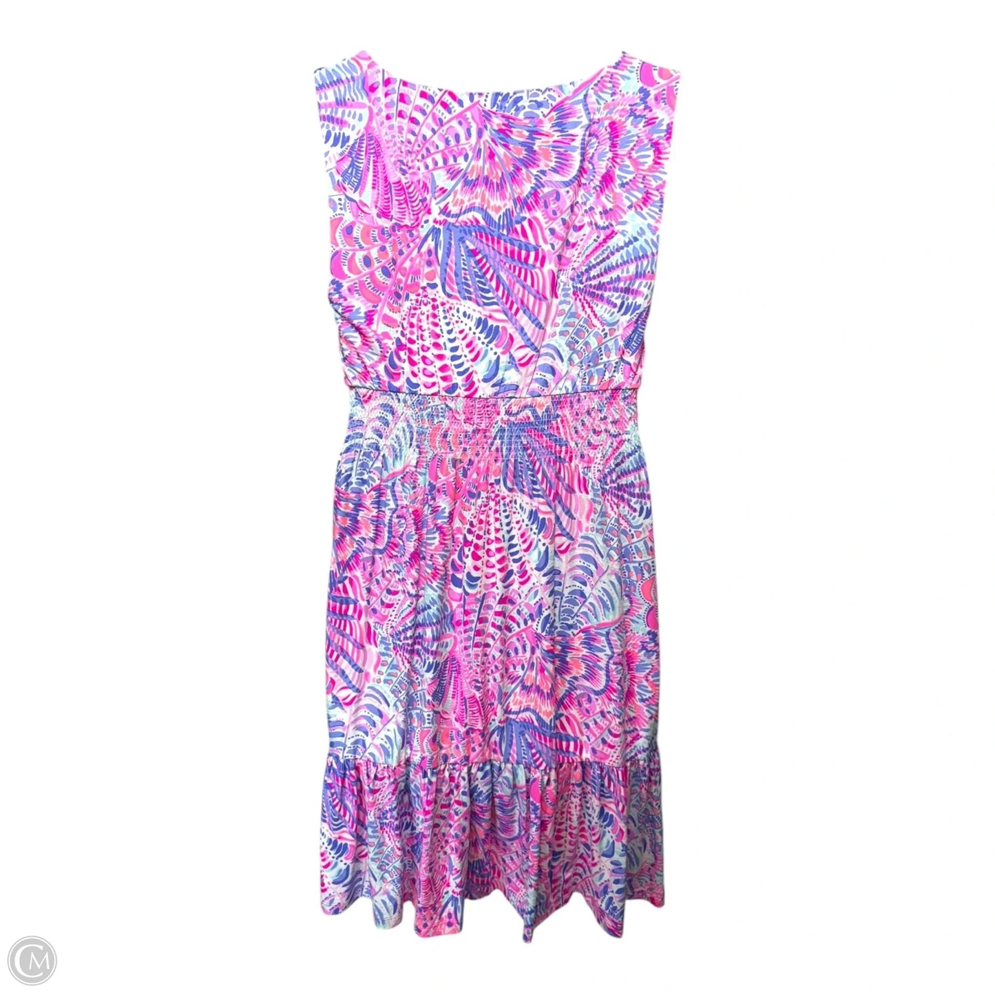 Vivette Ruffle Dress Designer By Lilly Pulitzer In Raz Berry Sea You Soon, Size: L