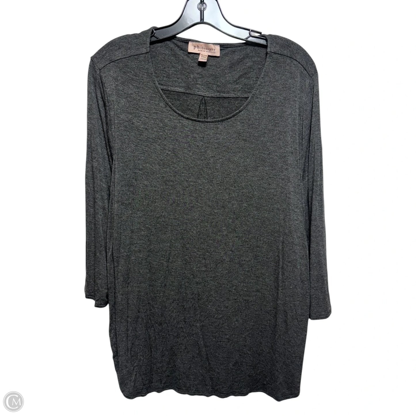 Top 3/4 Sleeve Basic By Philosophy In Grey, Size: 2x