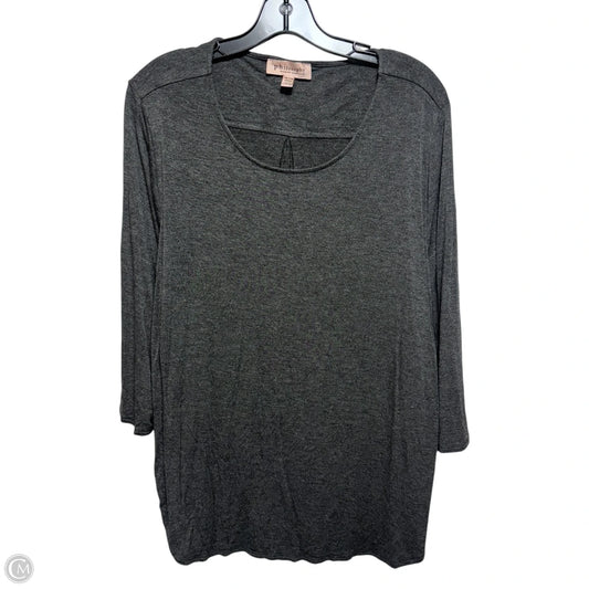 Top 3/4 Sleeve Basic By Philosophy In Grey, Size: 2x