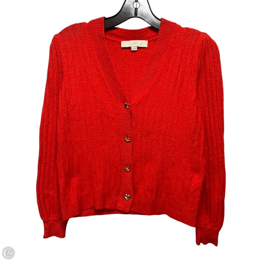 Sweater Cardigan By Loft In Orange, Size: Xs