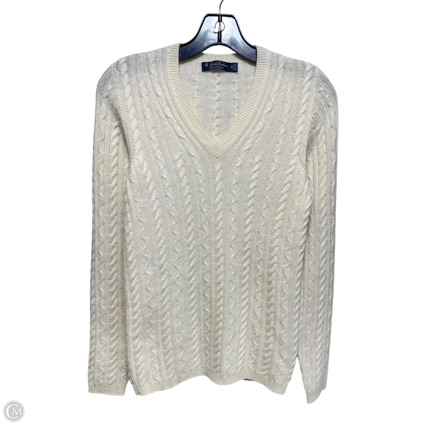 Cable Knit Sweater Cashmere By Brooks Brothers In Cream, Size: Xs