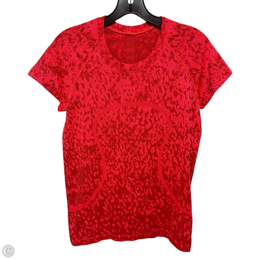 Athletic Top Short Sleeve By Lululemon In Orange, Size: M