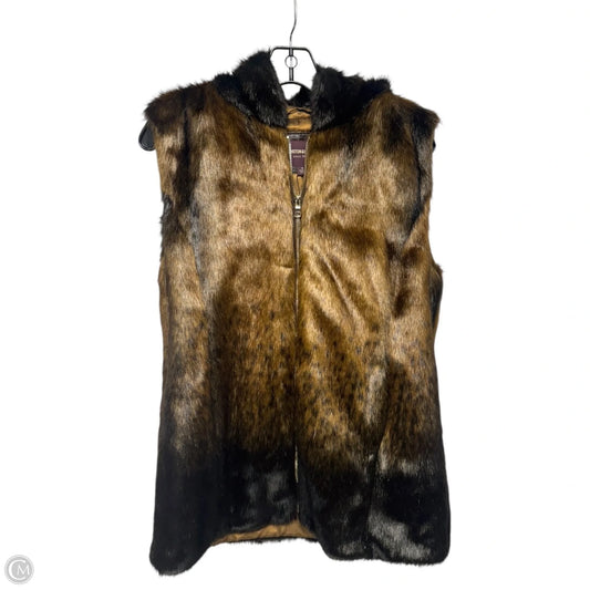 Hooded Vest Faux Fur & Sherpa By Johnston & Murphy In Black & Brown, Size: S