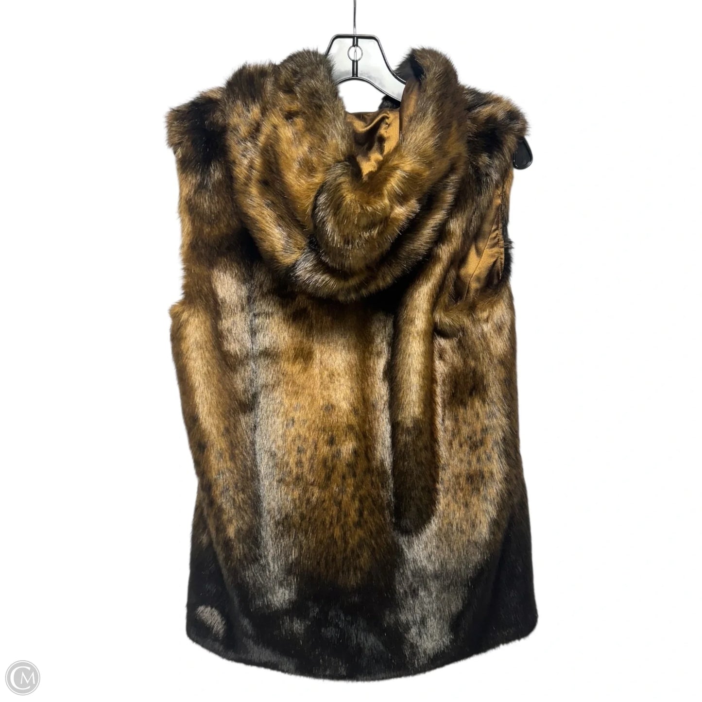 Hooded Vest Faux Fur & Sherpa By Johnston & Murphy In Black & Brown, Size: S