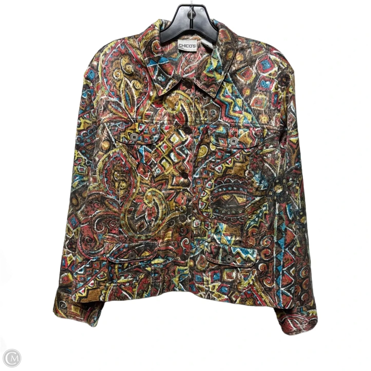 Jacket Utility By Chicos In Multi-colored, Size: L