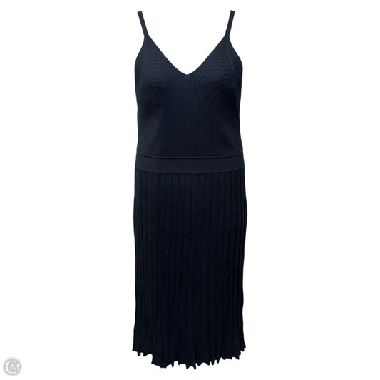 Knit Cami Pleated Skirt Dress Designer By Milly In Navy, Size: L