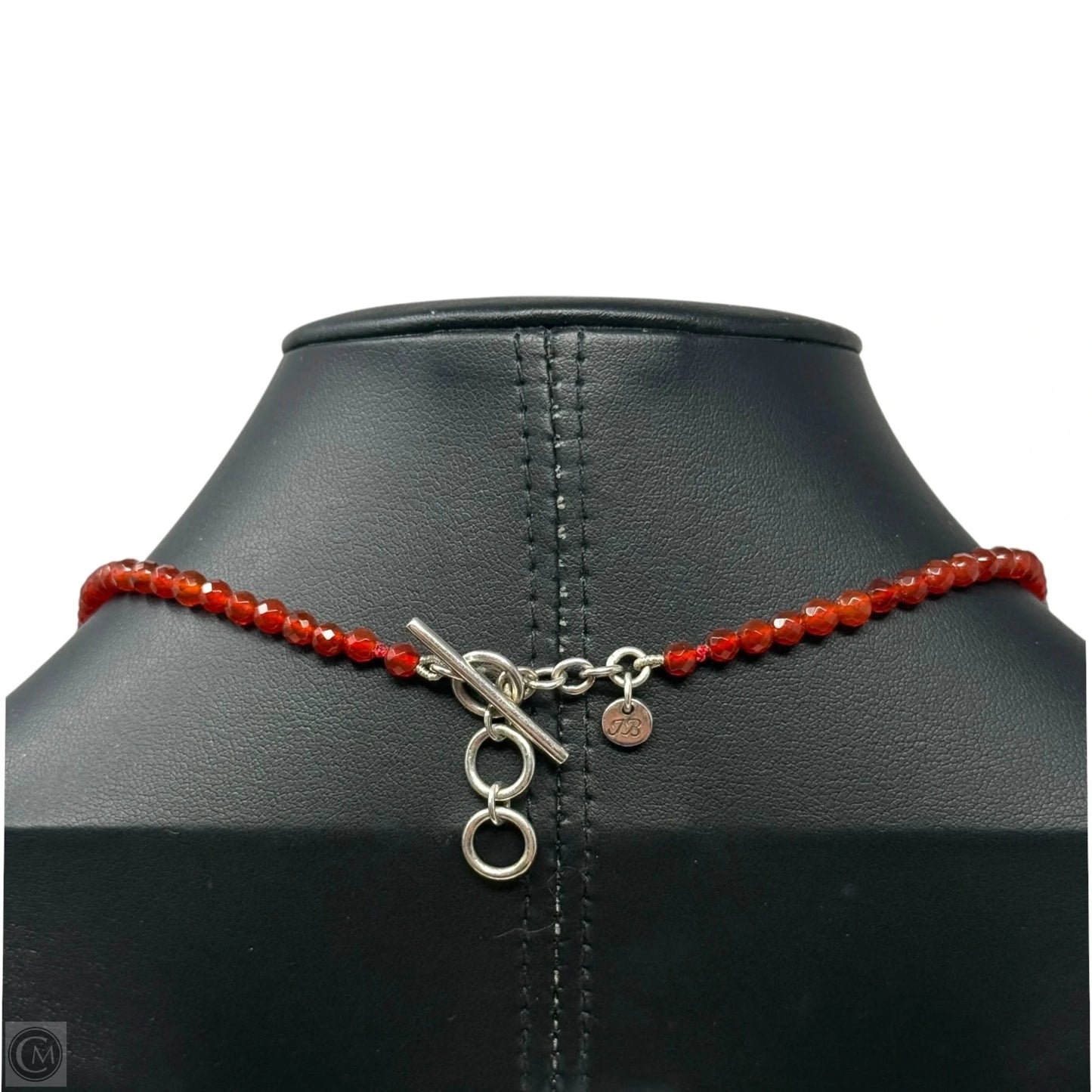 Sterling Silver & Carnelian Beaded Flower Pended Necklace