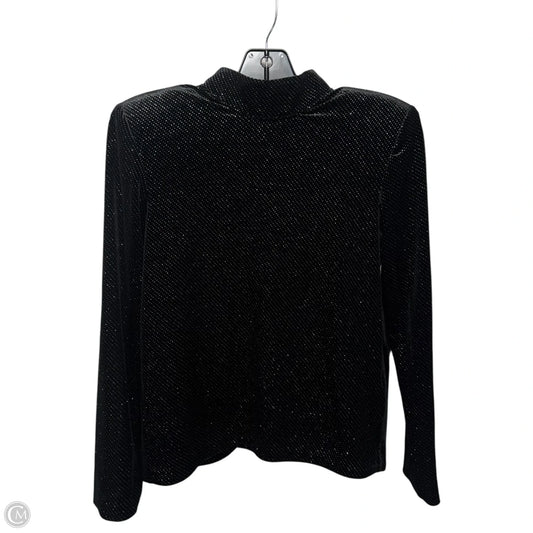 Velvet Mock Neck Sparkly Top Long Sleeve By R+A In Black & Silver, Size: Xs