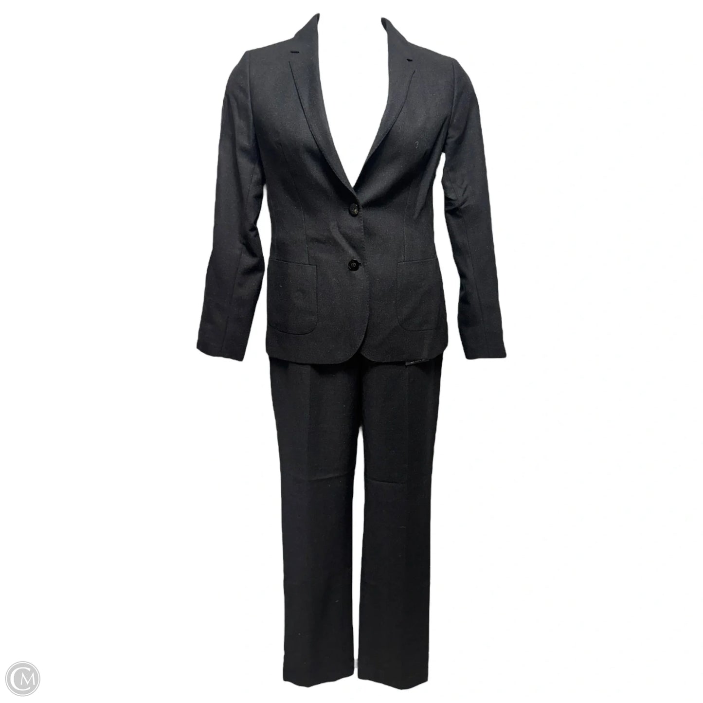 Italian Wool & Mohair Single Breasted Blazer & Trousers Suit 2 Piece Set By Tonello For Davide Cenci In Black, Size: 10