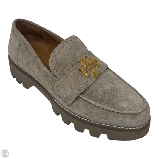 Everly Suede Logo Loafers Shoes Designer By Tory Burch In Taupe, Size: 9