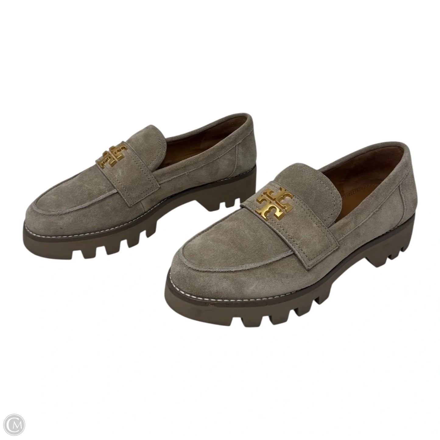 Everly Suede Logo Loafers Shoes Designer By Tory Burch In Taupe, Size: 9