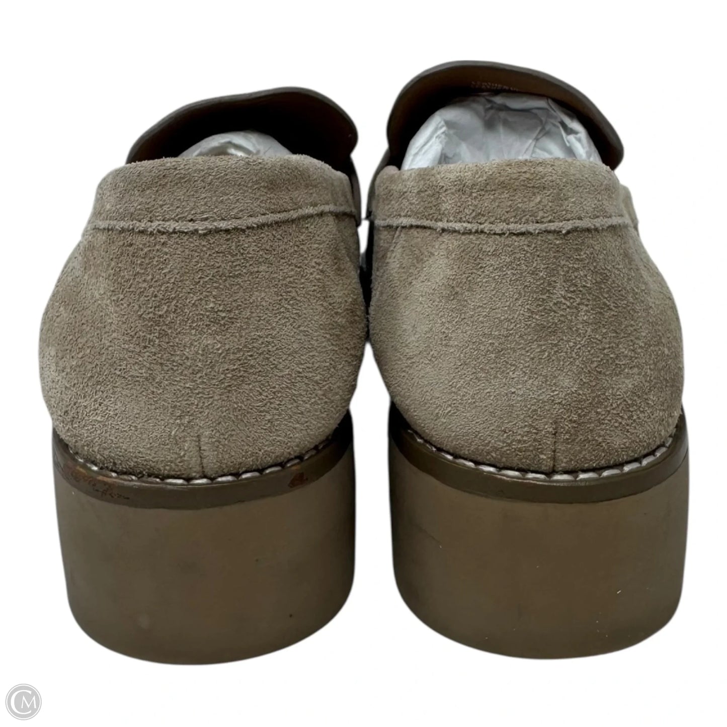 Everly Suede Logo Loafers Shoes Designer By Tory Burch In Taupe, Size: 9