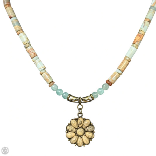Multi Stone Beaded Necklace With Stone Flower Pendant By Clothes Mentor