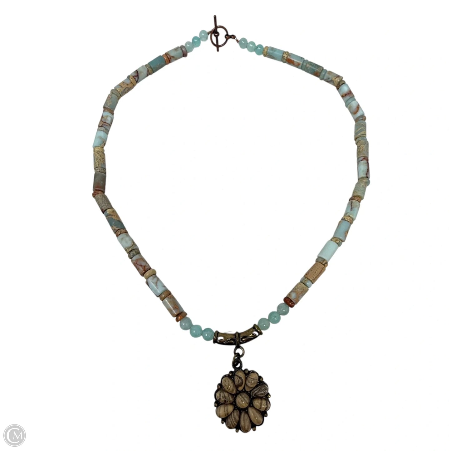 Multi Stone Beaded Necklace With Stone Flower Pendant By Clothes Mentor