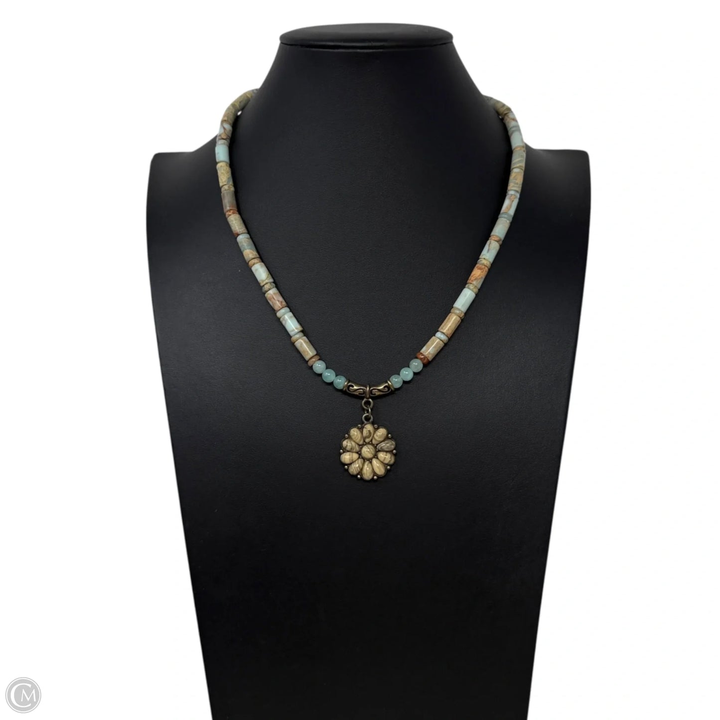Multi Stone Beaded Necklace With Stone Flower Pendant By Clothes Mentor