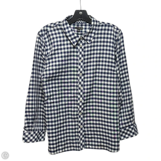 Top Long Sleeve By Talbots In Blue & White, Size: XLP