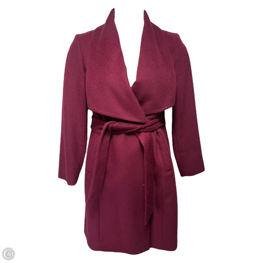 Coat Wool Blend By Cole-haan In Maroon, Size: 8