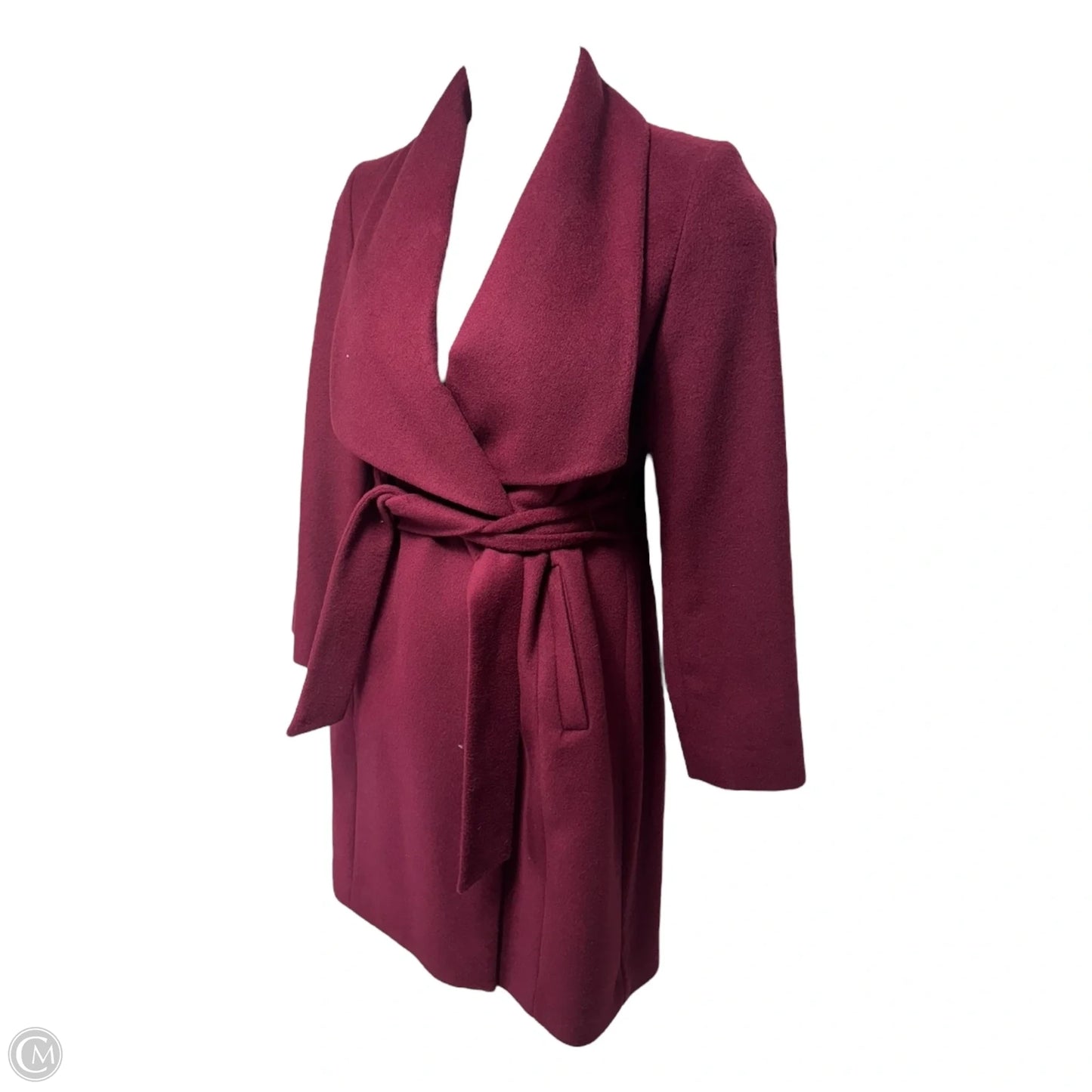 Coat Wool Blend By Cole-haan In Maroon, Size: 8