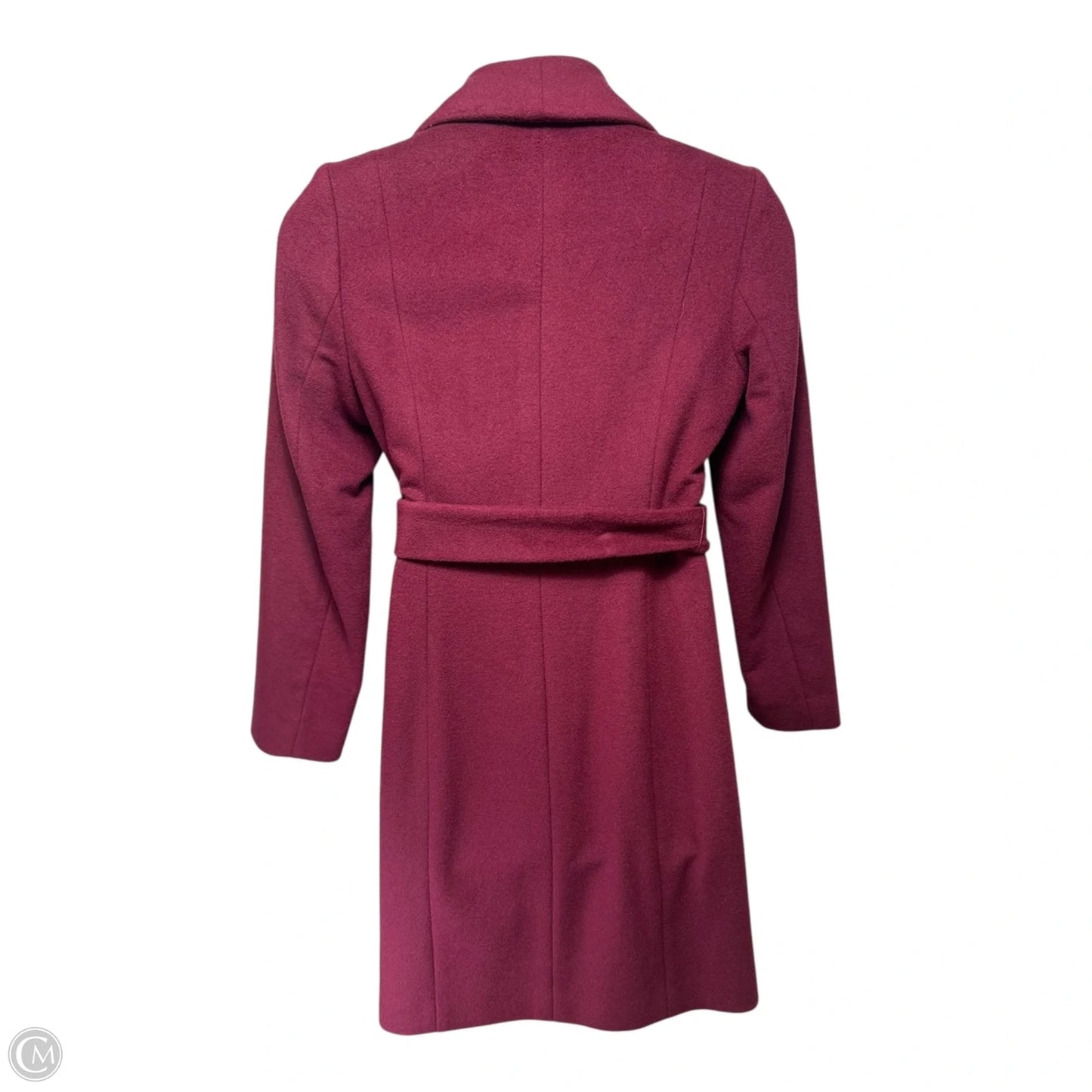 Coat Wool Blend By Cole-haan In Maroon, Size: 8
