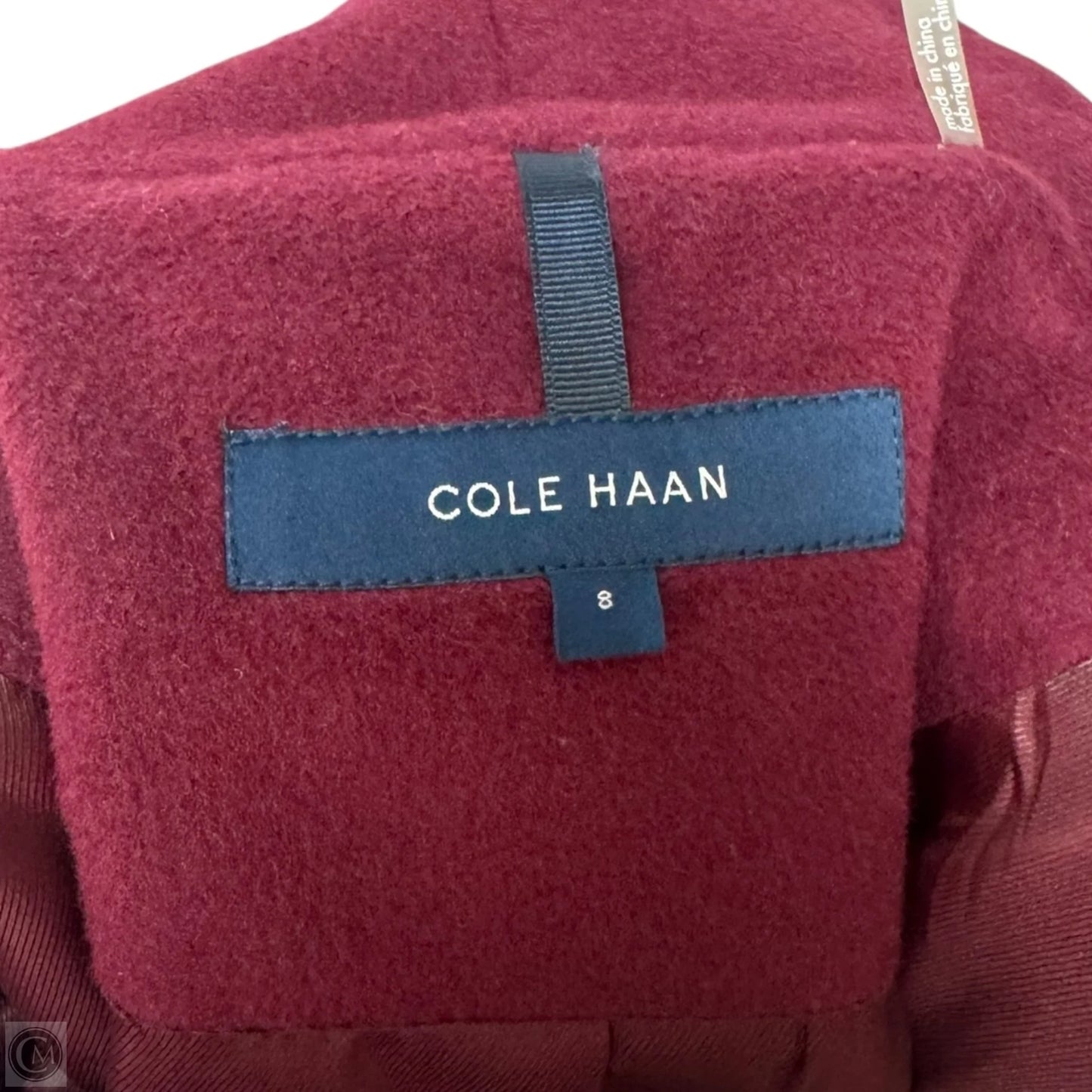 Coat Wool Blend By Cole-haan In Maroon, Size: 8