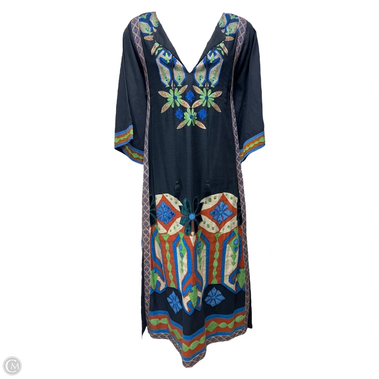 Embroidered Maxi Caftan Dress Designer By Tory Burch In Multi-colored, Size: 6