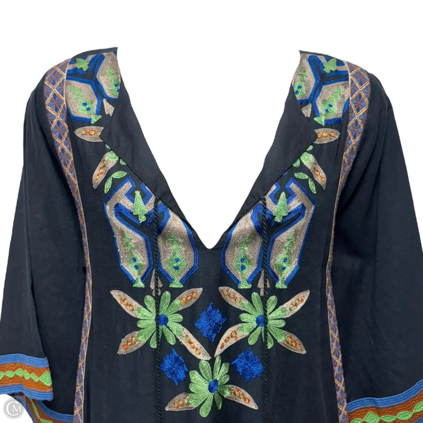Embroidered Maxi Caftan Dress Designer By Tory Burch In Multi-colored, Size: 6