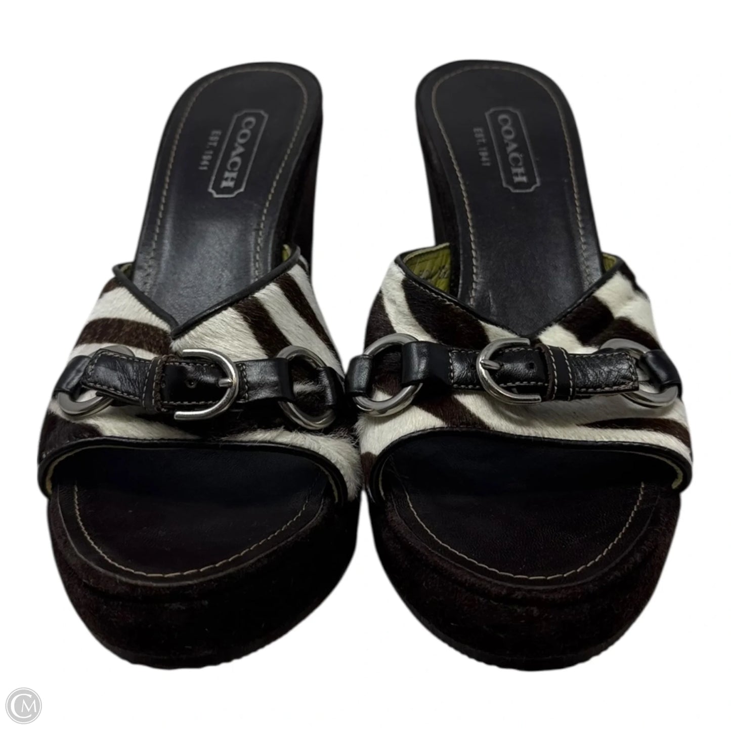 Chrissie Shoes Designer By Coach In Brown & White, Size: 8