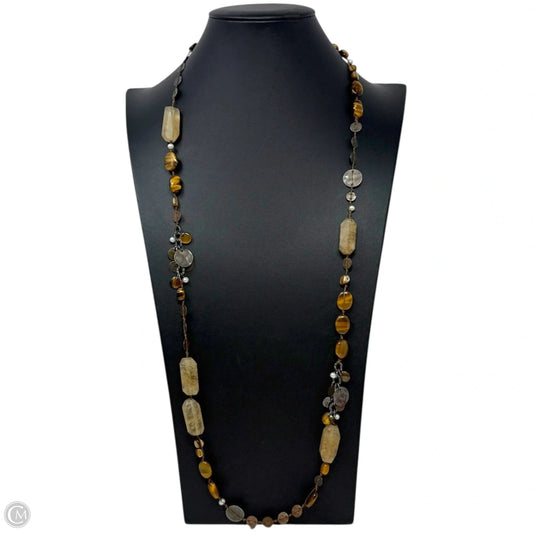 Sterling Silver, Tigers Eye, Quartz, Copper & Pearl Beaded Station Necklace By Silpada