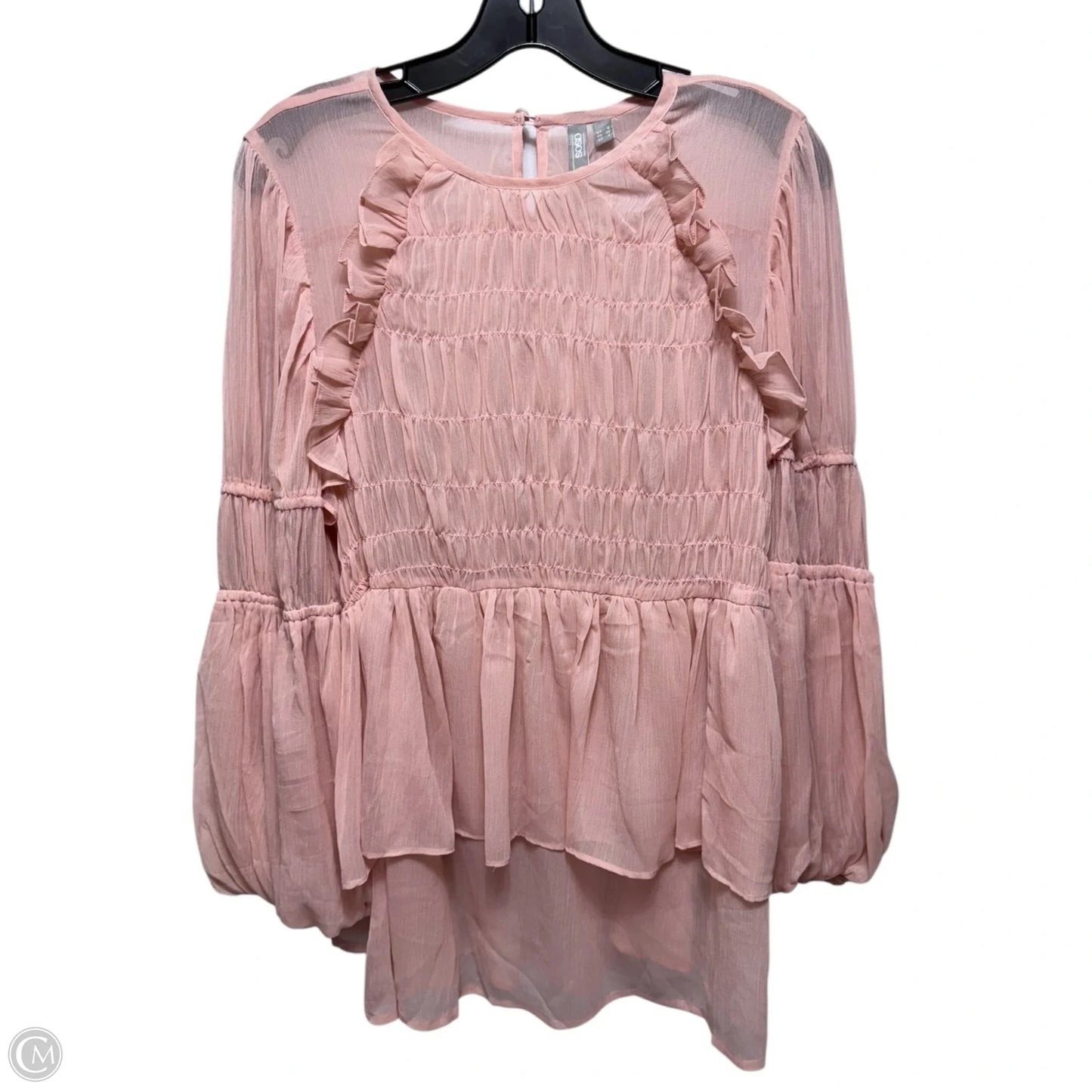 Blouse Long Sleeve By Asos In Pink, Size: 4