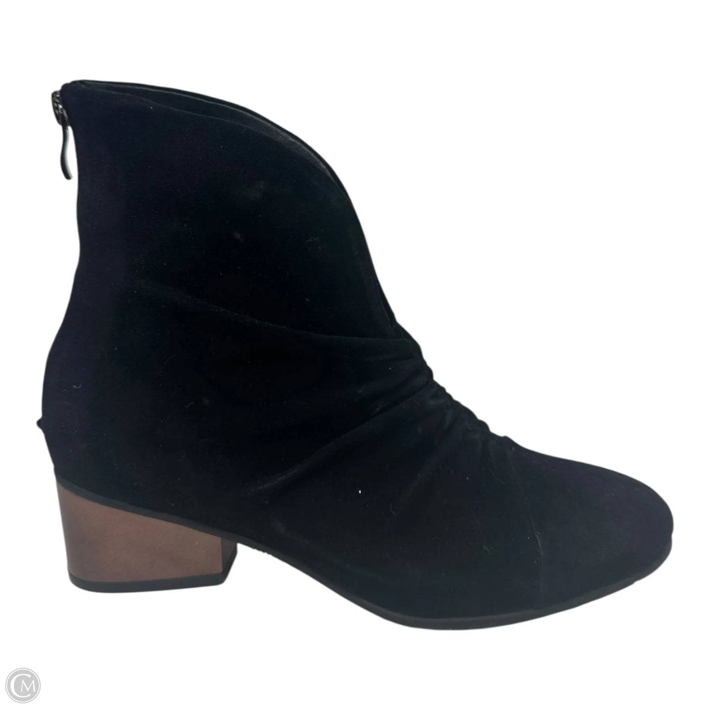 Ruched Suede Boots Ankle Heels By Antelope In Black, Size: 8.5