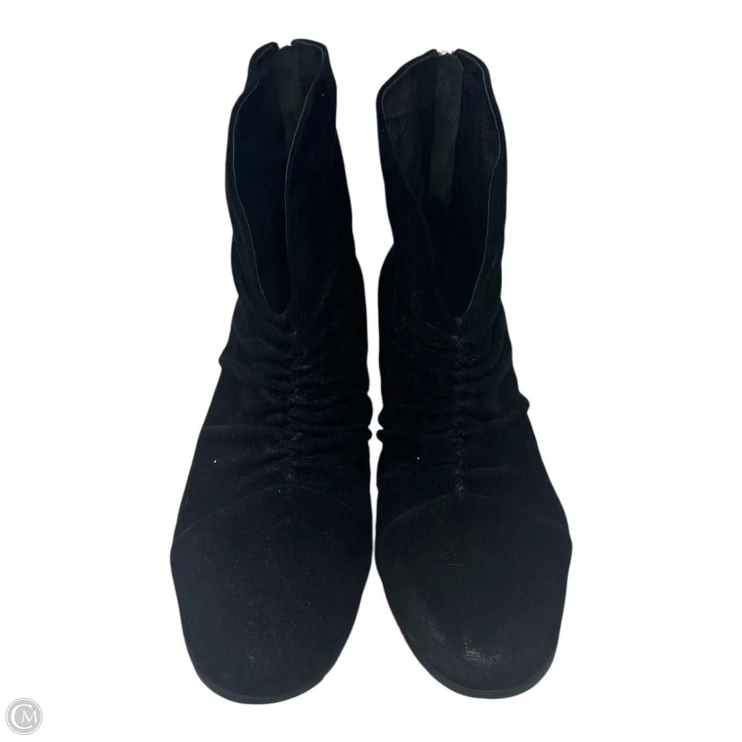 Ruched Suede Boots Ankle Heels By Antelope In Black, Size: 8.5