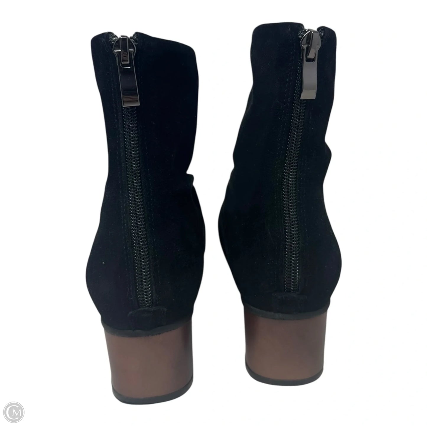 Ruched Suede Boots Ankle Heels By Antelope In Black, Size: 8.5