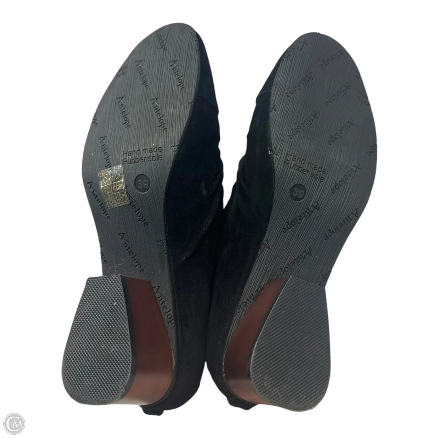 Ruched Suede Boots Ankle Heels By Antelope In Black, Size: 8.5