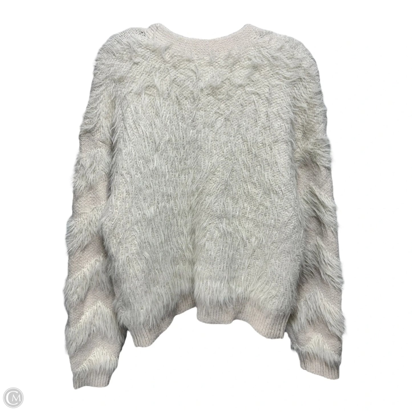 Delia Feather Stripe Sweater Cardigan By Sage In Cream, Size: M