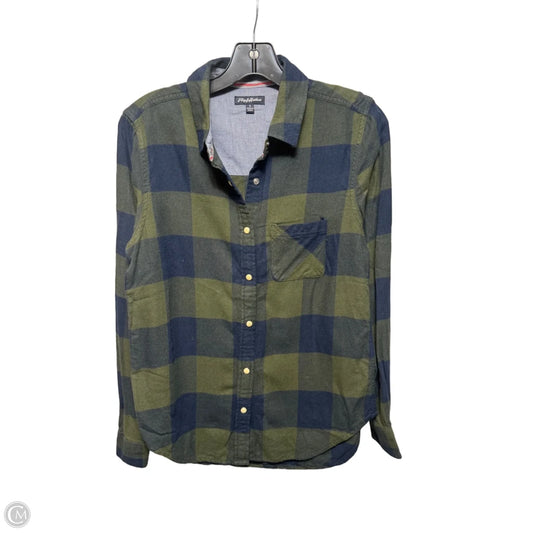 Top Long Sleeve By Flag & Anthem In Plaid Pattern, Size: S