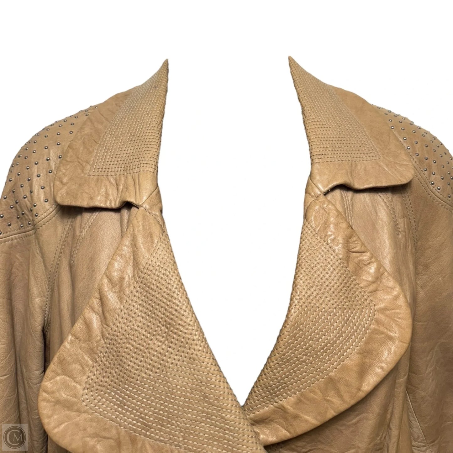 Studded Jacket Moto Leather By Yigal Azrouël In Tan, Size: 4