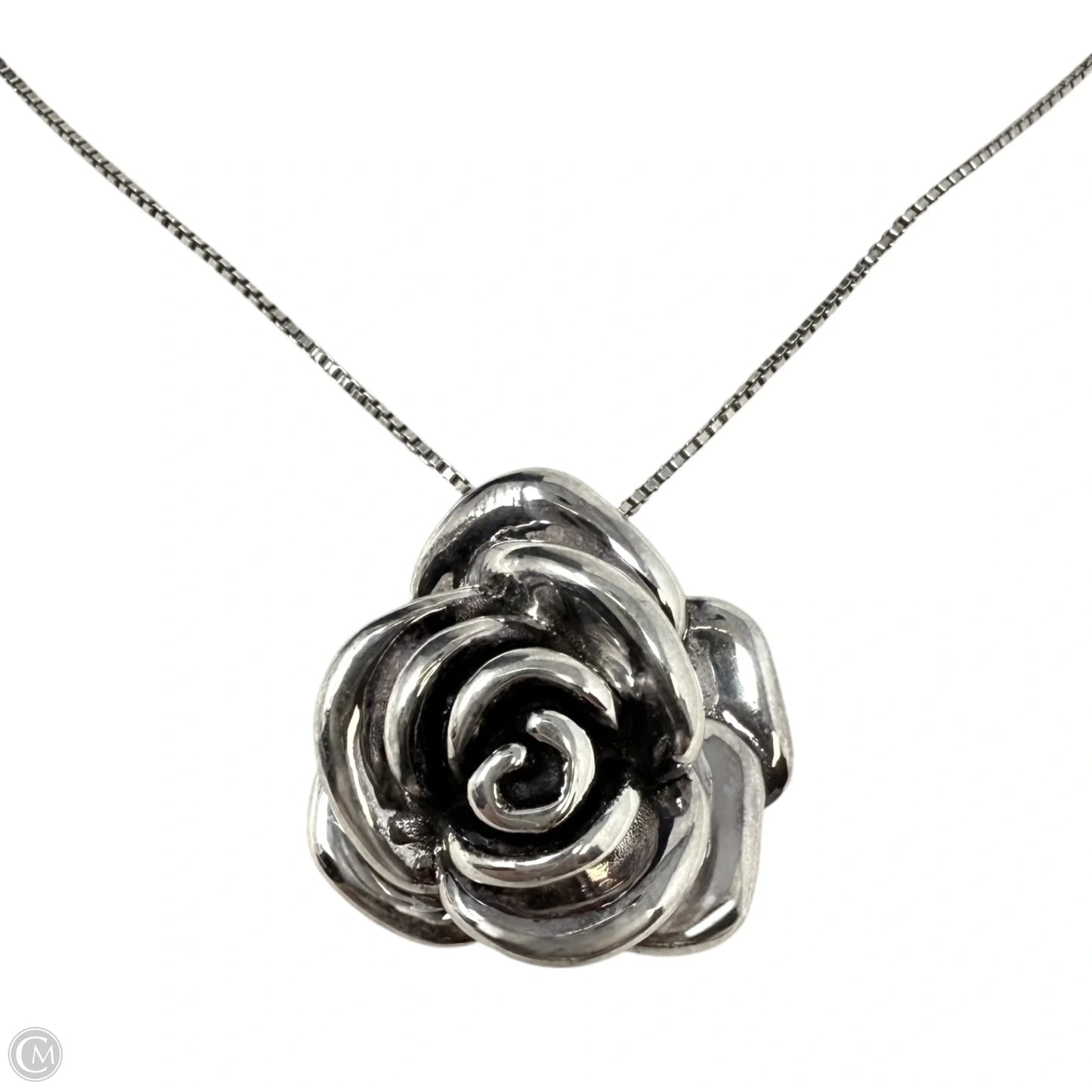 Sterling Silver Rose Pendant Necklace