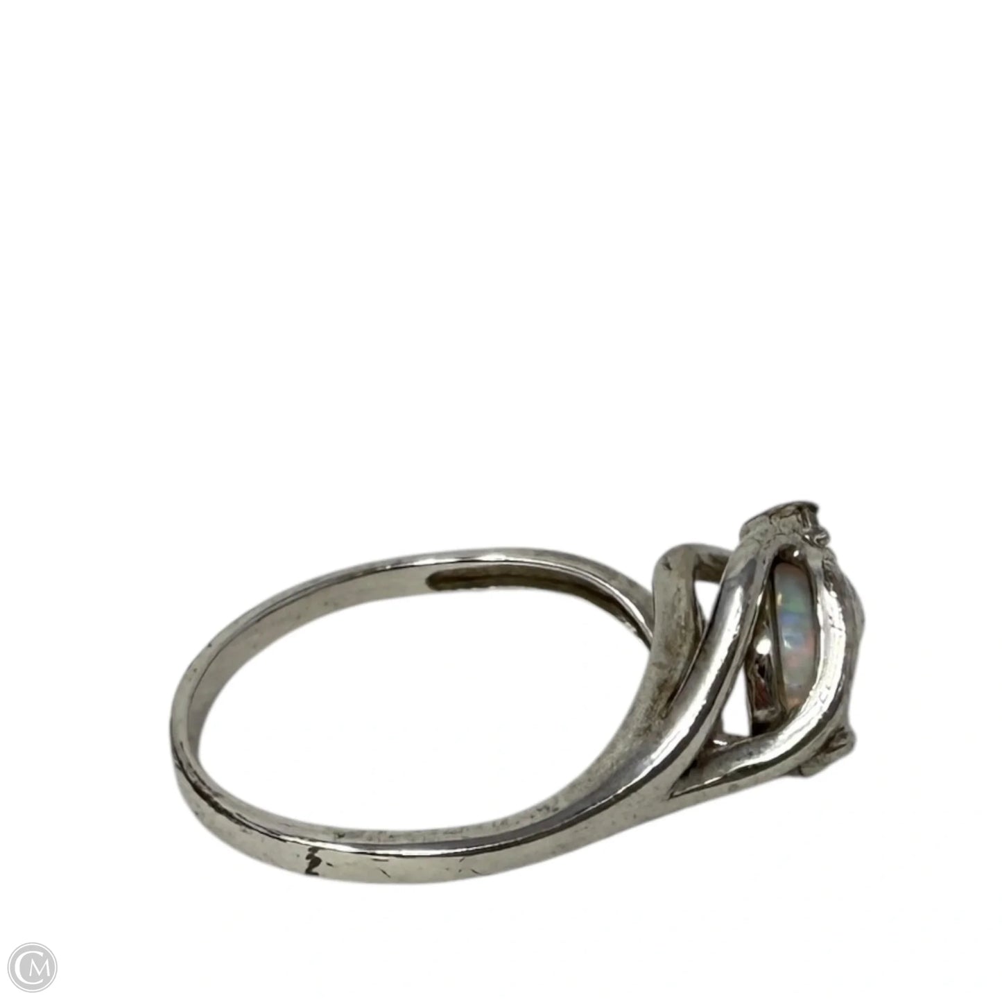 Sterling Silver, Opal & Clear Stone Ring, Size: 8