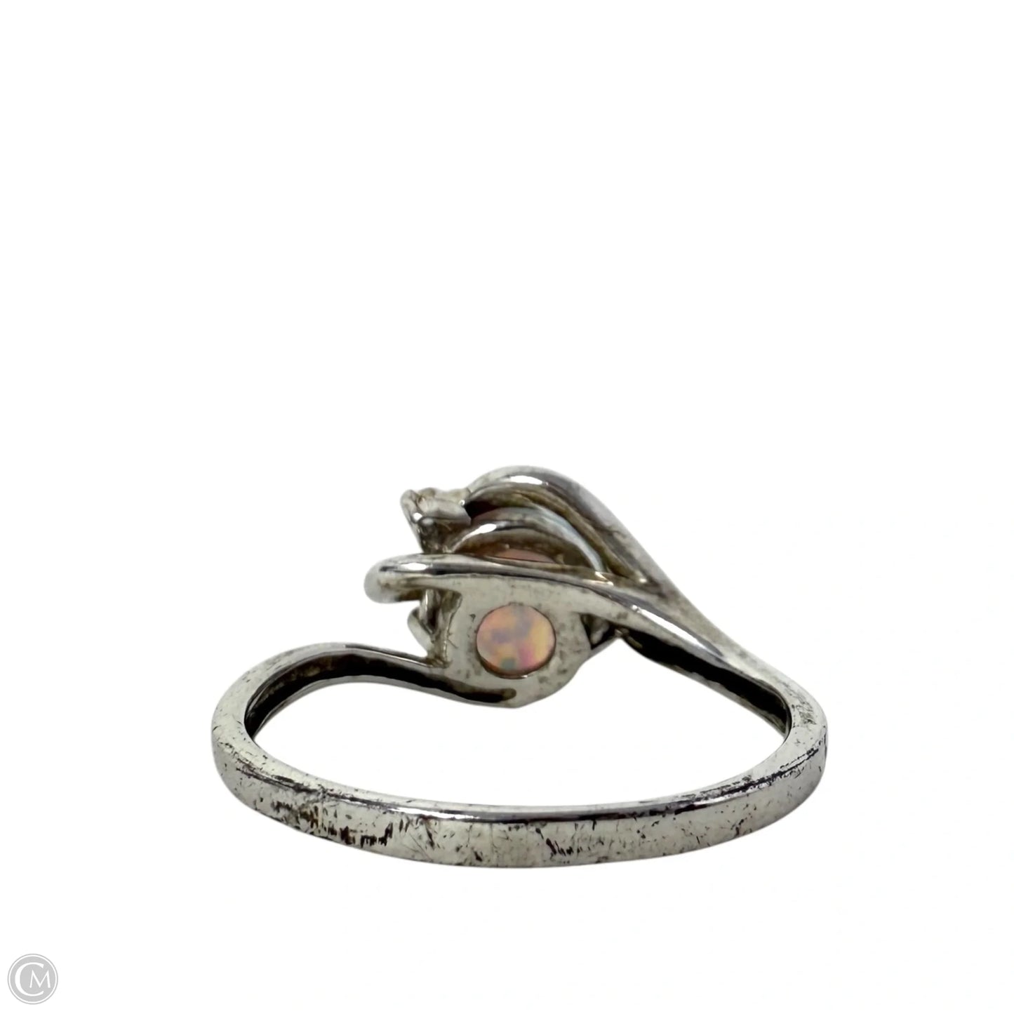Sterling Silver, Opal & Clear Stone Ring, Size: 8