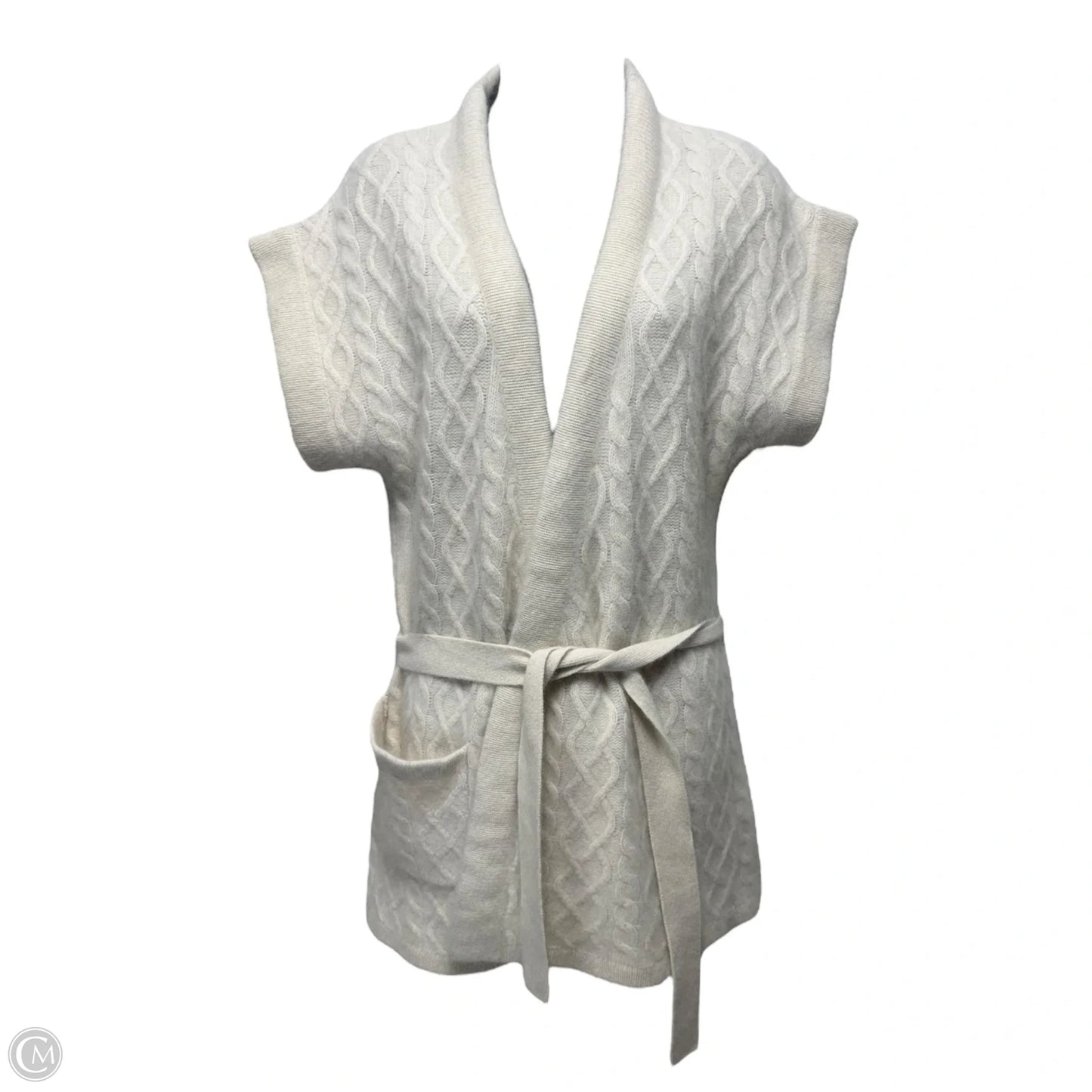 Raccoon Hair Belted Vest Sweater By Mes Desmoiselles In Cream, Size: S
